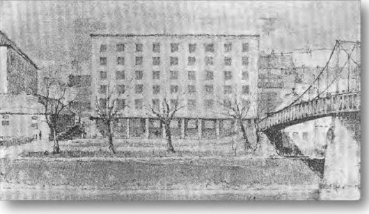 Historische Zeichnung des Finanzamts Passau